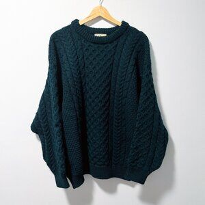 LL Bean Vintage Made in Ireland Pure Wool Fisherman Sweater M